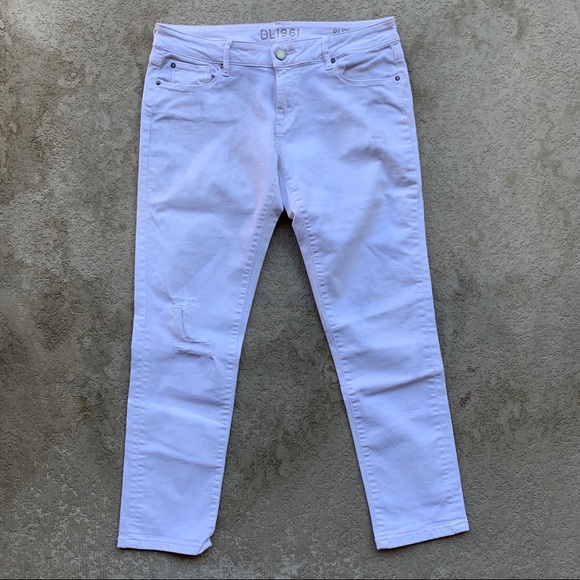 DL1961 White Riley Distressed Boyfriend Jeans - Picture 1 of 5